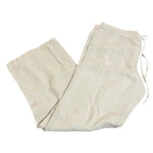 Victoria’s Secret SZ 6 Tie Beige Lightweight Flax Linen Wide Legged Cropped Pant